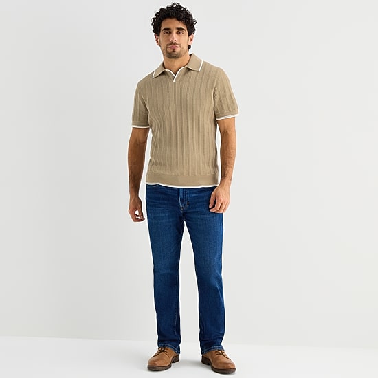 Stafford Johnny Collar Mens Short Sleeve Polo Sweater