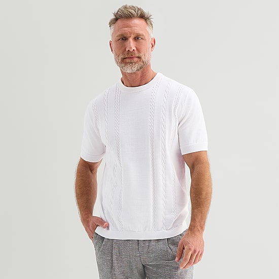 Stafford Mens Crew Neck Short Sleeve Pullover Sweater