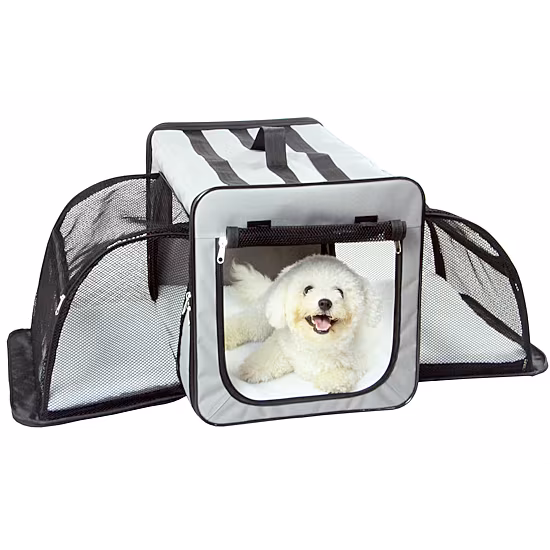 Pet Life Capacious Dual-Expandable Wire Folding Lightweight Collapsible Travel Pet Dog Crate