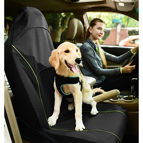 Pet Life Open Road Mess-Free Single Seated Safety Car Seat Cover Protector For Dog, One Size, Black