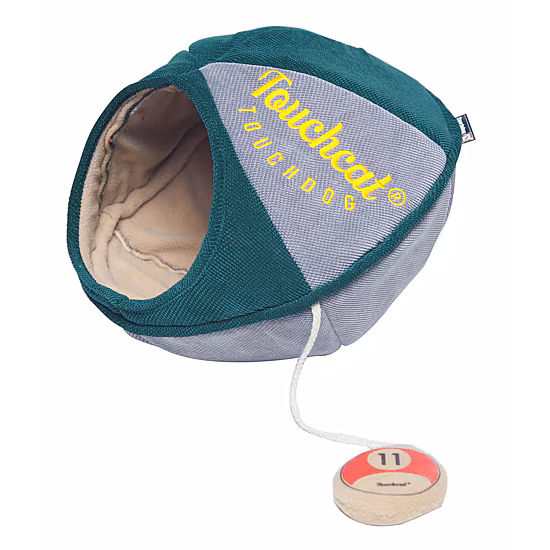 Touchcat Saucer Oval Collapsible Walk-Through Pet Cat Bed House with Playactive Toy