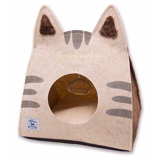 Touchcat 'Kitty Ears' Travel On-The-Go Collapsible Folding Cat Pet Bed House with Toy