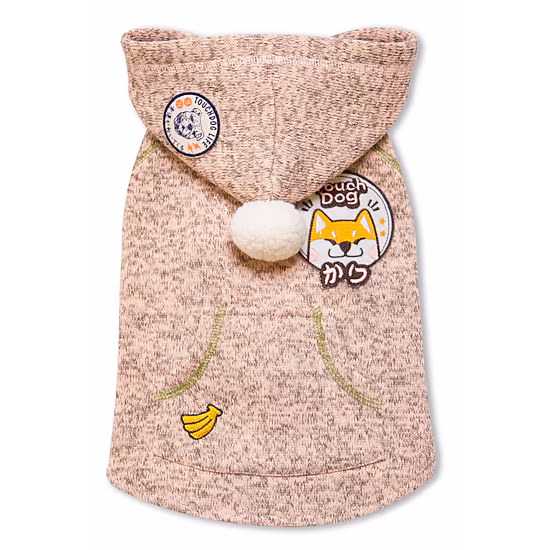Touchdog Hippie Embelished Designer Sleeveless Pompom Pet Dog Hooded Sweater