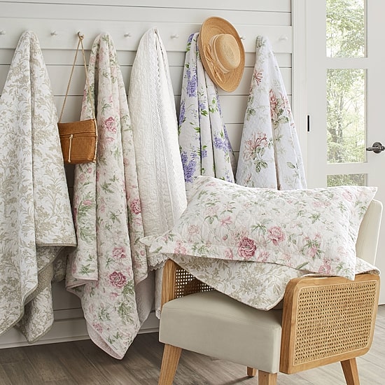Laura Ashley Heirloom Floral Reversible Quilt Set