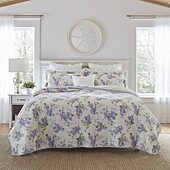 Laura Ashley Keighley Floral Reversible Quilt Set, Color: Lilac