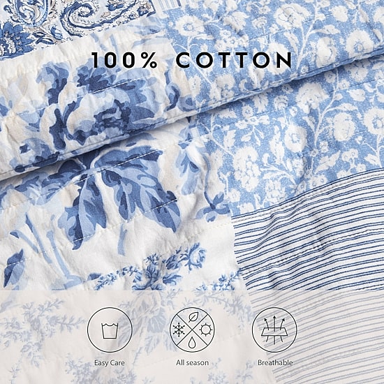 Laura Ashley Paisley Floral Reversible Quilt Set