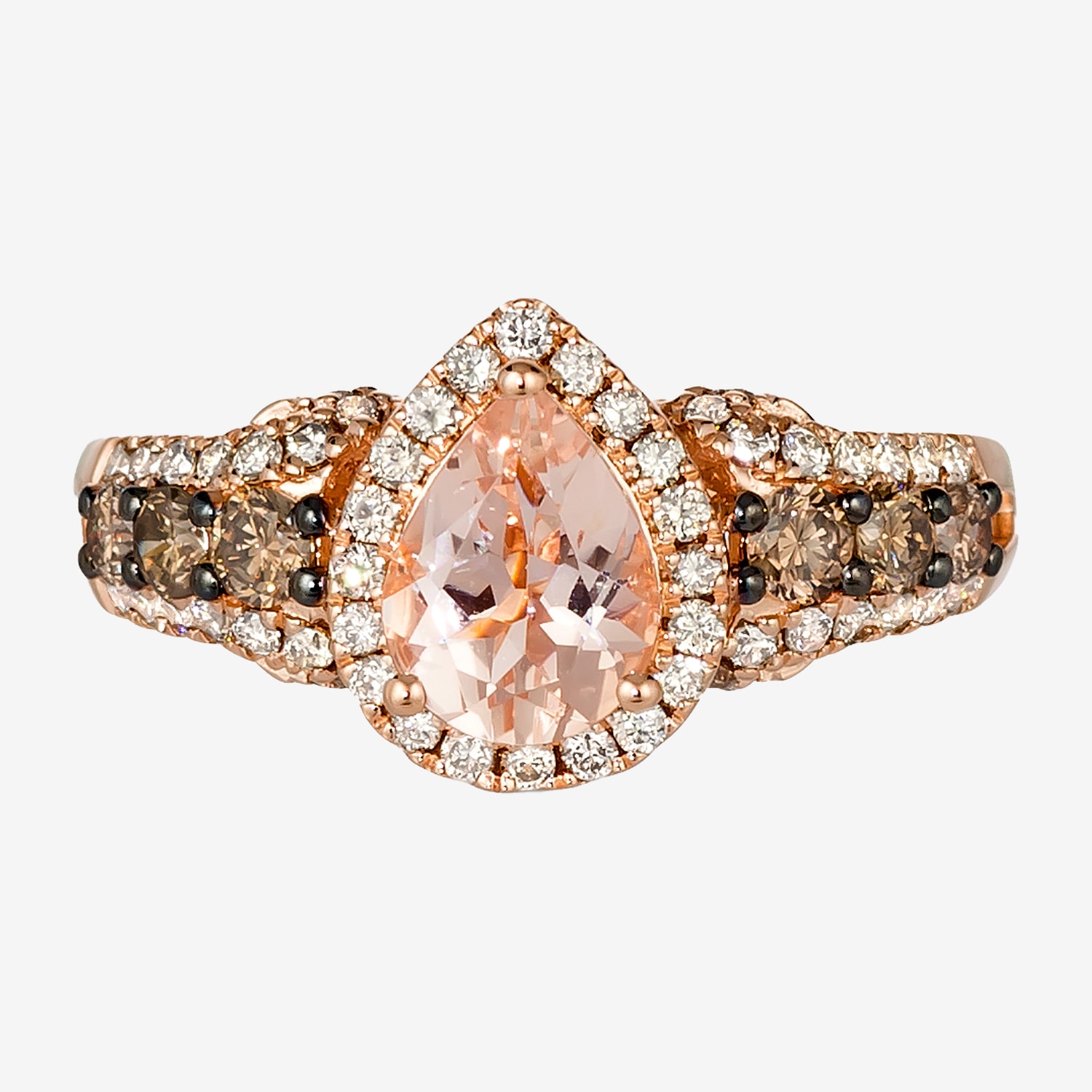 Le Vian® Grand Sample Sale™ Ring featuring 3/4 CT. Peach Morganite™ 1/3 CT. Chocolate Diamonds® 3/8 CT. Nude Diamonds™ set in 14K Strawberry Gold®
