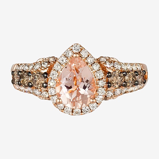 Le Vian® Grand Sample Sale™ Ring featuring 3/4 CT. Peach Morganite™ 1/3 CT. Chocolate Diamonds® 3/8 CT. Nude Diamonds™ set in 14K Strawberry Gold®