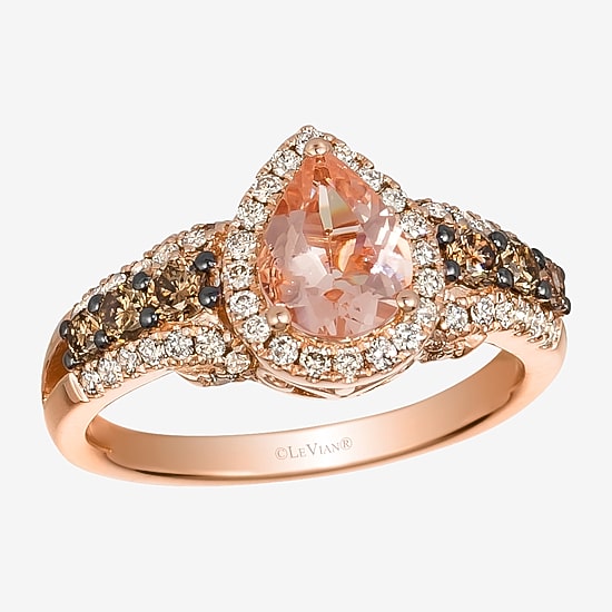 Le Vian® Grand Sample Sale™ Ring featuring 3/4 CT. Peach Morganite™ 1/3 CT. Chocolate Diamonds® 3/8 CT. Nude Diamonds™ set in 14K Strawberry Gold®