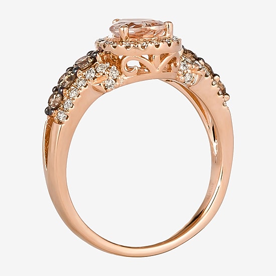 Le Vian® Grand Sample Sale™ Ring featuring 3/4 CT. Peach Morganite™ 1/3 CT. Chocolate Diamonds® 3/8 CT. Nude Diamonds™ set in 14K Strawberry Gold®