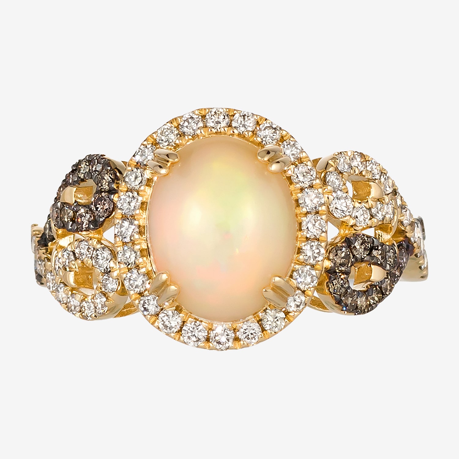Le Vian® Grand Sample Sale™ Ring featuring 1 1/5 CT. Neopolitan Opal™ 1/5 CT. Chocolate Diamonds® 3/8 CT. Nude Diamonds™ set in 14K Honey Gold™
