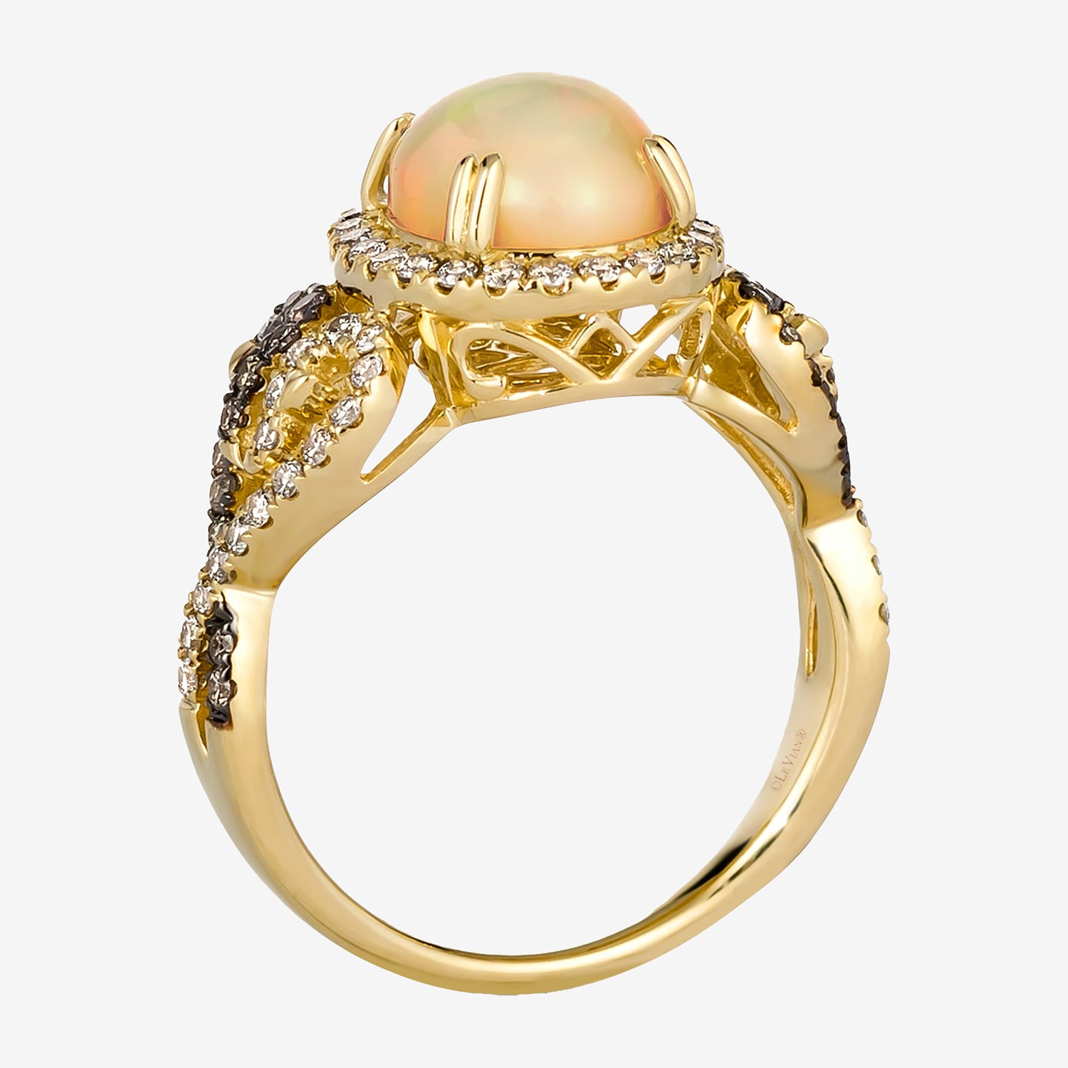 Le Vian® Grand Sample Sale™ Ring featuring 1 1/5 CT. Neopolitan Opal™ 1/5 CT. Chocolate Diamonds® 3/8 CT. Nude Diamonds™ set in 14K Honey Gold™