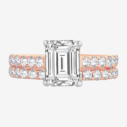 Modern Bride (h-i / Si1-si2) Signature By  Womens 3 Ct. T.w. Lab Grown White Diamond In 14k Gold Emer In Pink