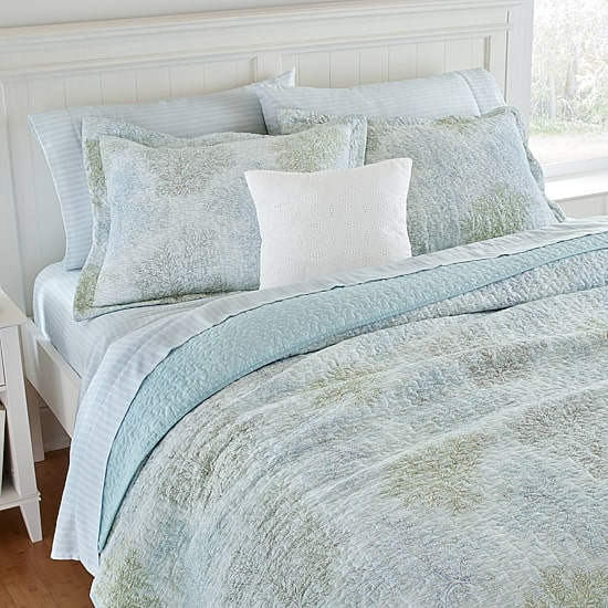 Laura Ashley Saltwater Floral Reversible Quilt Set