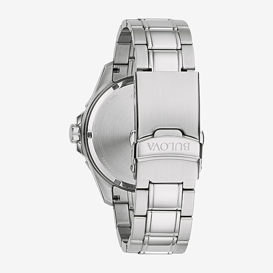 Bulova Marine Star Mens Silver Tone Stainless Steel Bracelet Watch 96b382