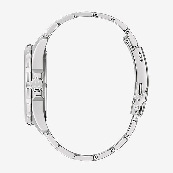 Bulova Marine Star Mens Silver Tone Stainless Steel Bracelet Watch 96b382