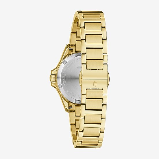 Bulova Marine Star Womens Diamond Accent Gold Tone Stainless Steel Bracelet Watch 98r294