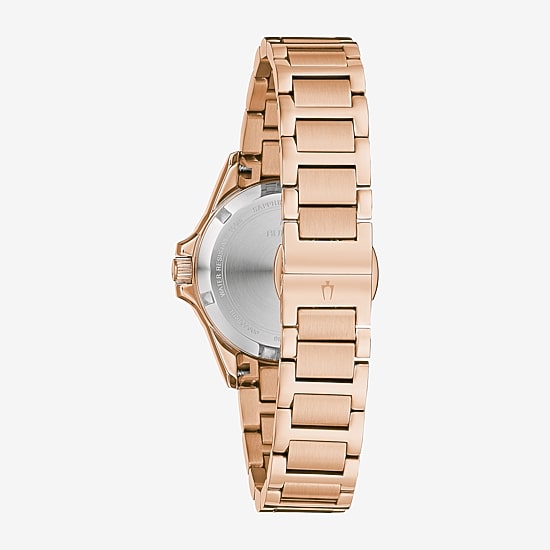 Bulova Marine Star Womens Diamond Accent Rose Goldtone Stainless Steel Bracelet Watch 98r295
