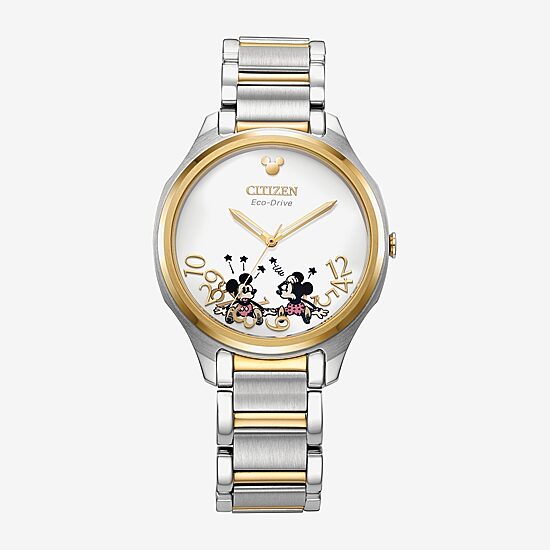 Citizen Disney Mickey Mouse Minnie Mouse Womens Two Tone Stainless