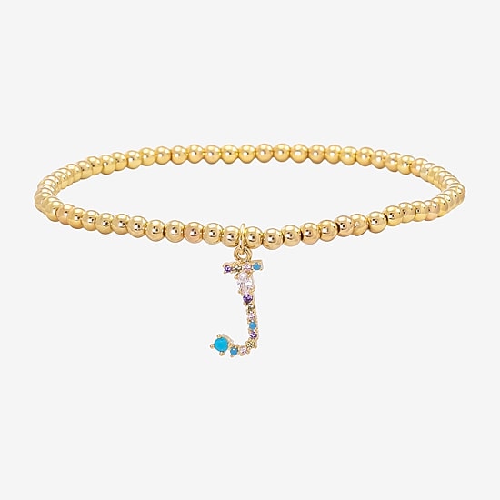 Sparkle Allure Womens Multi Color Cubic Zirconia 14K Gold Over Brass Strand Bracelet