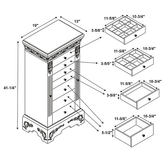 Powell Company Sharon Jewelry Armoire