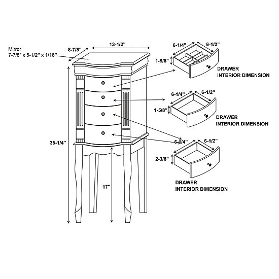 Powell Company Kelsey Walnut Jewelry Armoire