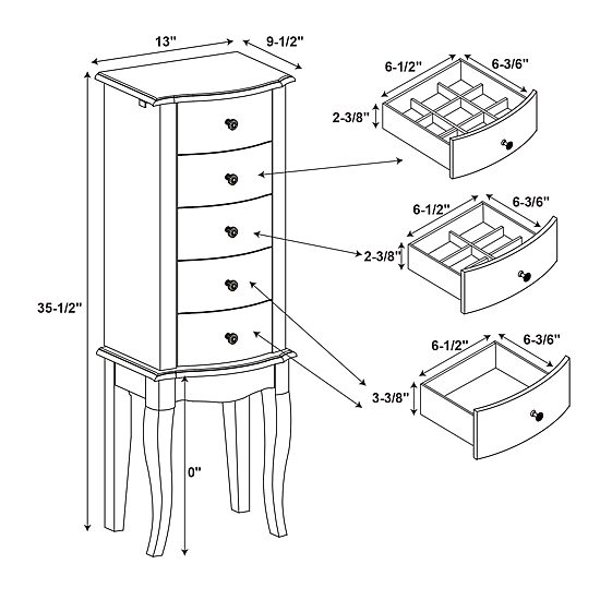 Powell Company Leanne White Jewelry Armoire