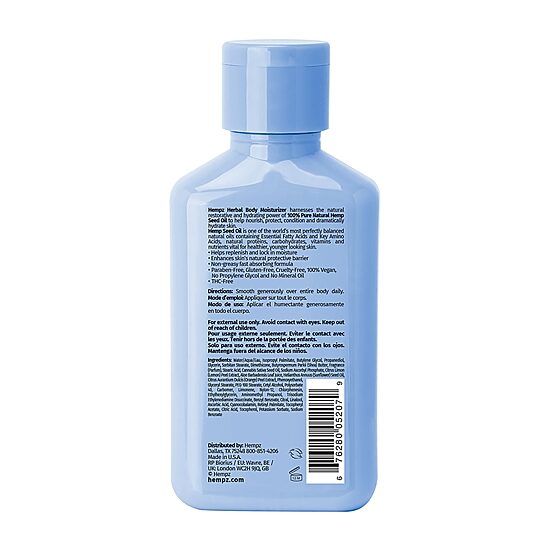 Hempz Mini Ocean Breeze Herbal Body Moisturizer With Hyaluronic Acid 2.25 Oz.