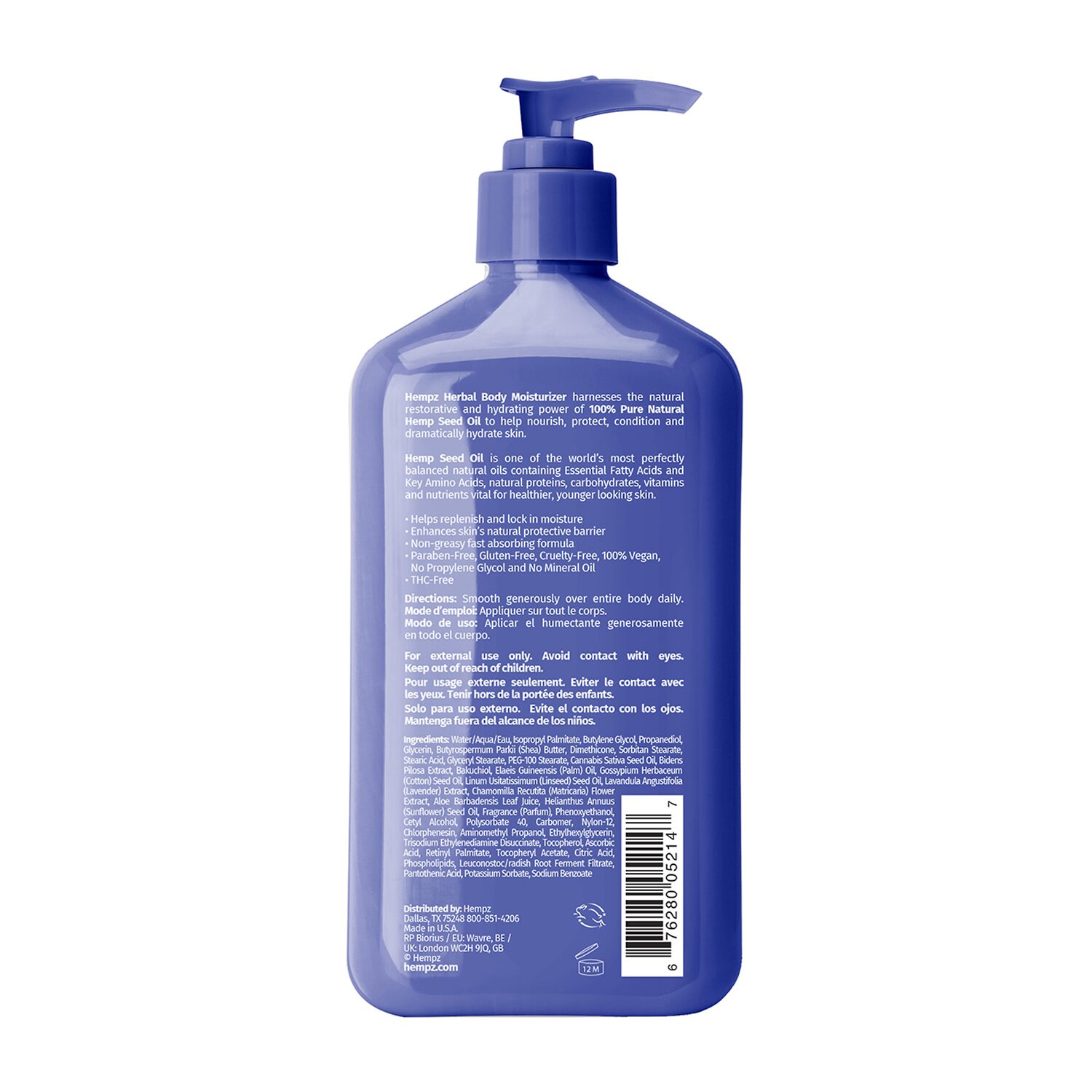 Hempz Lavender & Chamomile Herbal Body Moisturizer With Retinol Alternative 17 Oz.