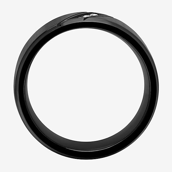 Mens 6MM Diamond Accent Natural White Diamond Stainless Steel Wedding Band