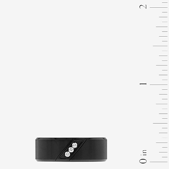Mens 6MM Diamond Accent Natural White Diamond Stainless Steel Wedding Band