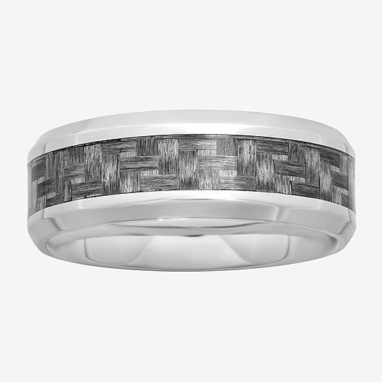 Mens 8MM Stainless Steel Wedding Band
