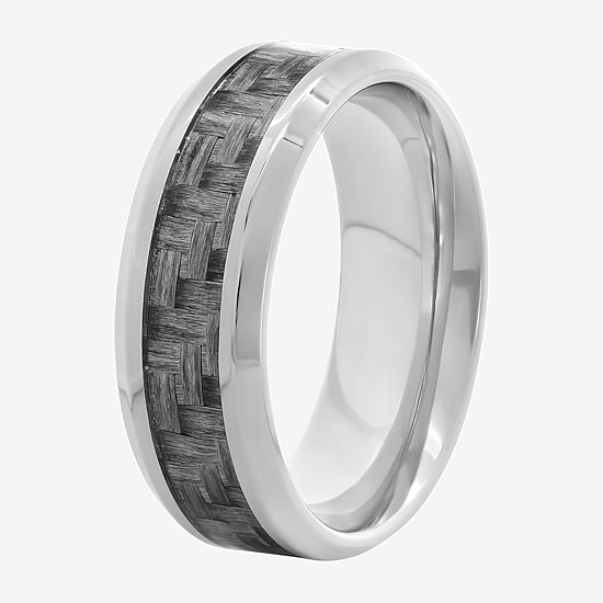 Mens 8MM Stainless Steel Wedding Band