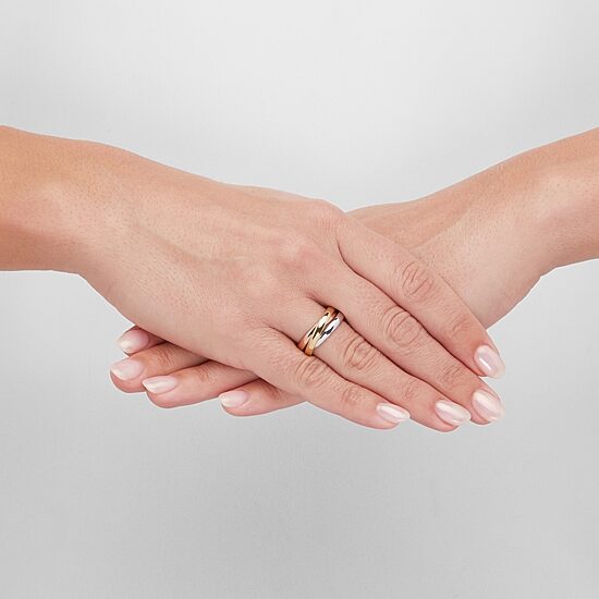 Womens 3MM 14K Tri-Color Gold Round Band