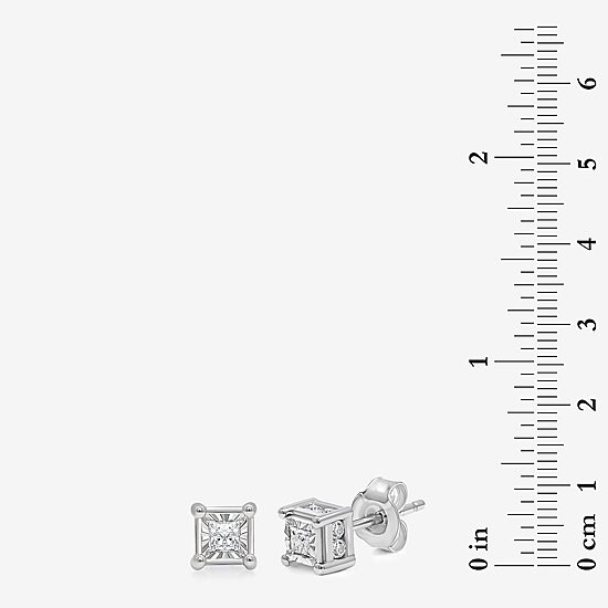 Tru Miracle 1/2 CT. T.W. Natural White Diamond 10K Gold 5mm Princess-cut Stud Earrings
