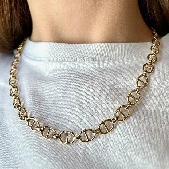 Made in Italy Womens 14K Gold 18 Inch Link Chain Necklace