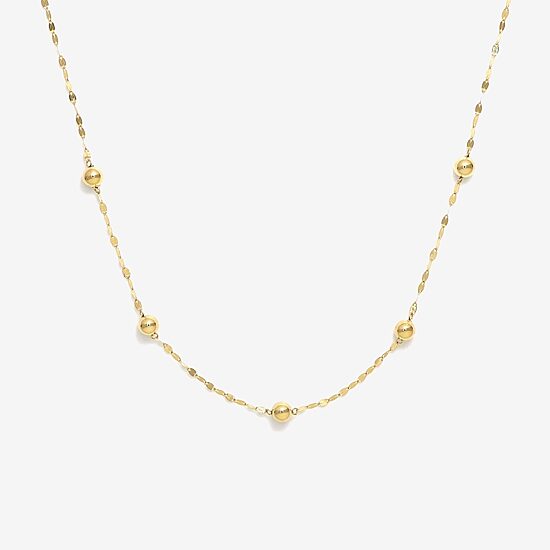 Made in Italy Womens 14K Gold 18 Inch Bead Chain Necklace