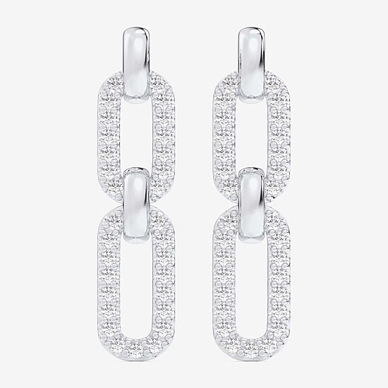 (G-H / Si1-Si2) Womens 1/4 CT. T.W. Lab Grown White Diamond 10K Gold Paperclip Drop Earrings