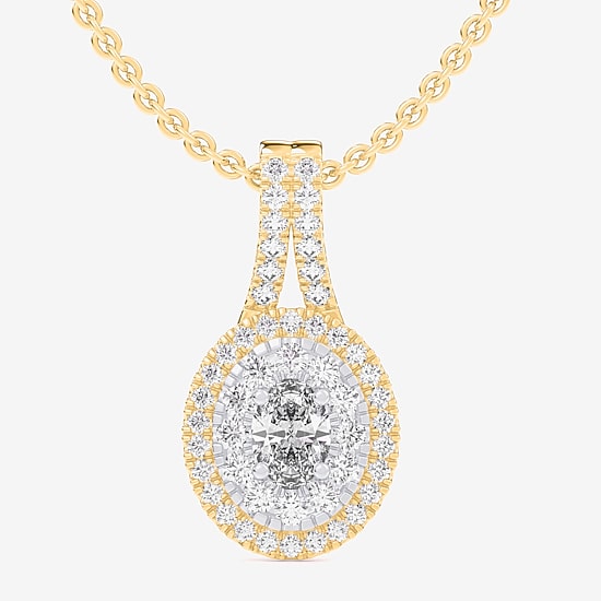 (G-H / Vs1-Vs2) Womens 1/2 CT. T.W. Lab Grown White Diamond 10K White, Yellow, or Rose Gold Oval Pendant Necklace