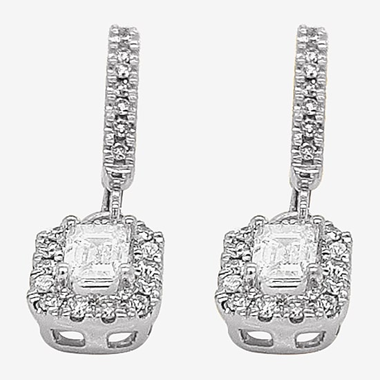 (G-H / Vs1-Vs2) Womens 1 1/2 CT. T.W. Lab Grown White Diamond 10K Gold Drop Earrings