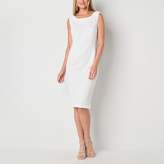 Maya Brooke Womens Bell Pearl Trim Jacket Dress