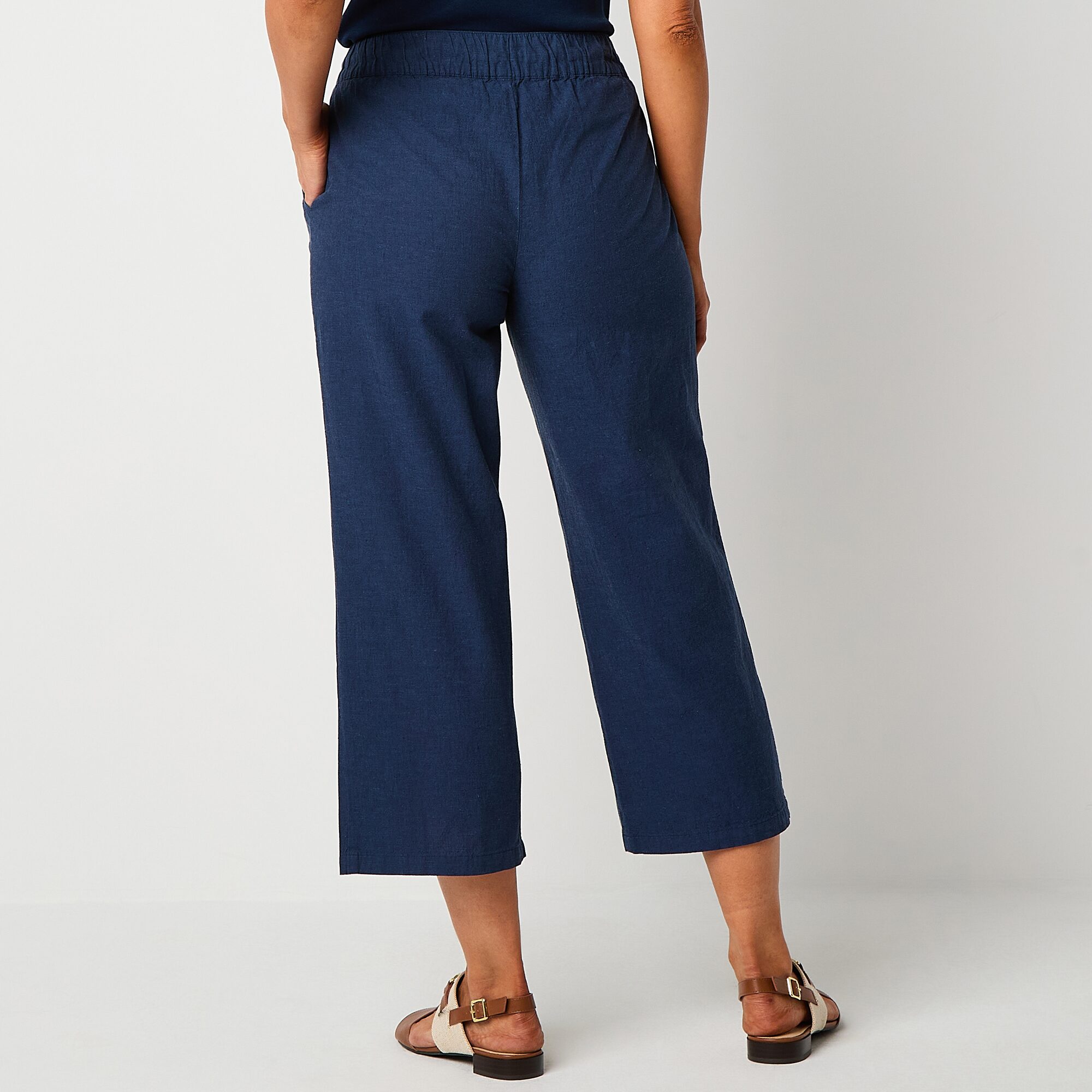 Liz Claiborne Womens Wide Leg Mid Rise Pull-On Pant