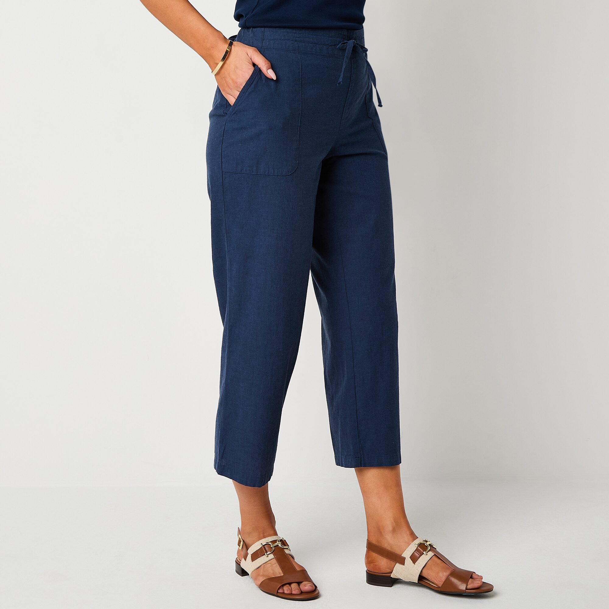 Liz Claiborne Womens Wide Leg Mid Rise Pull-On Pant