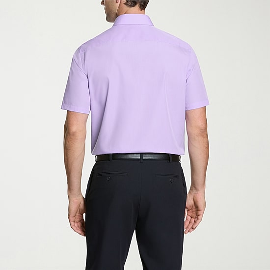 Van Heusen Poplin Mens Regular Fit Easy Care Wrinkle Free Short Sleeve Dress Shirt