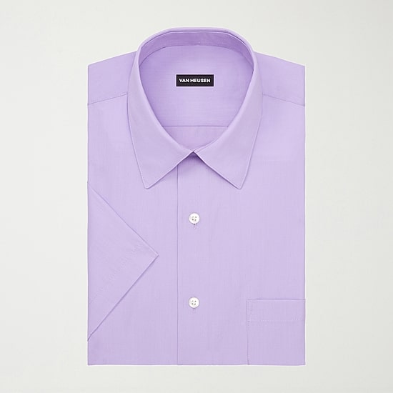 Van Heusen Poplin Mens Regular Fit Easy Care Wrinkle Free Short Sleeve Dress Shirt