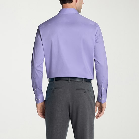 Van Heusen Everyday Defense Stain Shield Mens Regular Fit Stretch Fabric Wrinkle Free Long Sleeve Dress Shirt