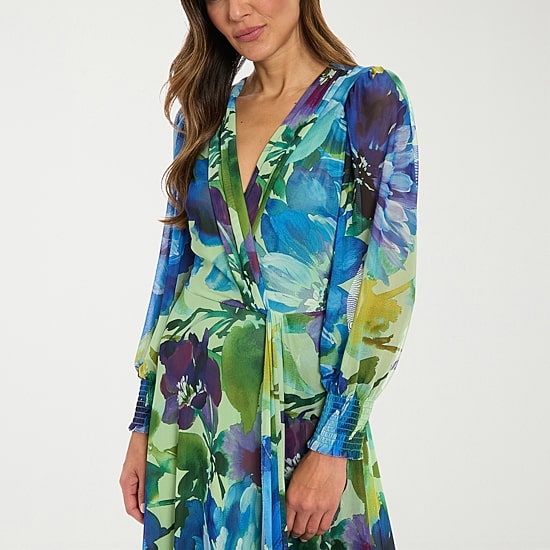 Clover And Sloane Womens V Neck Long Sleeve Maxi Dress