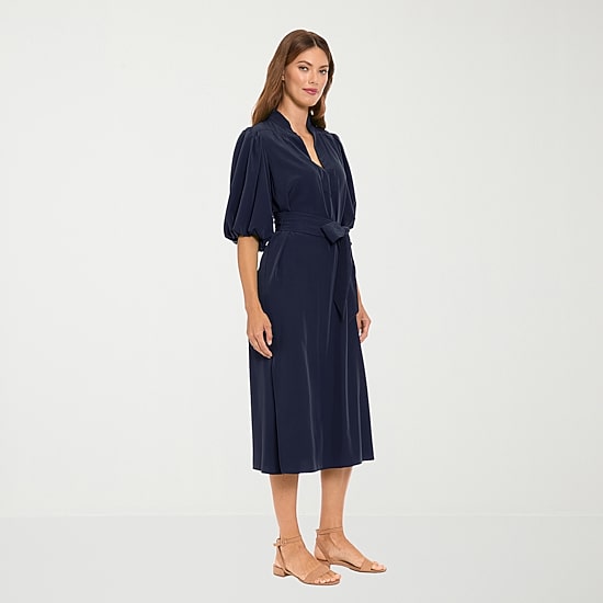 London Times Womens Midi V Neck Elbow Sleeve Shift Dress