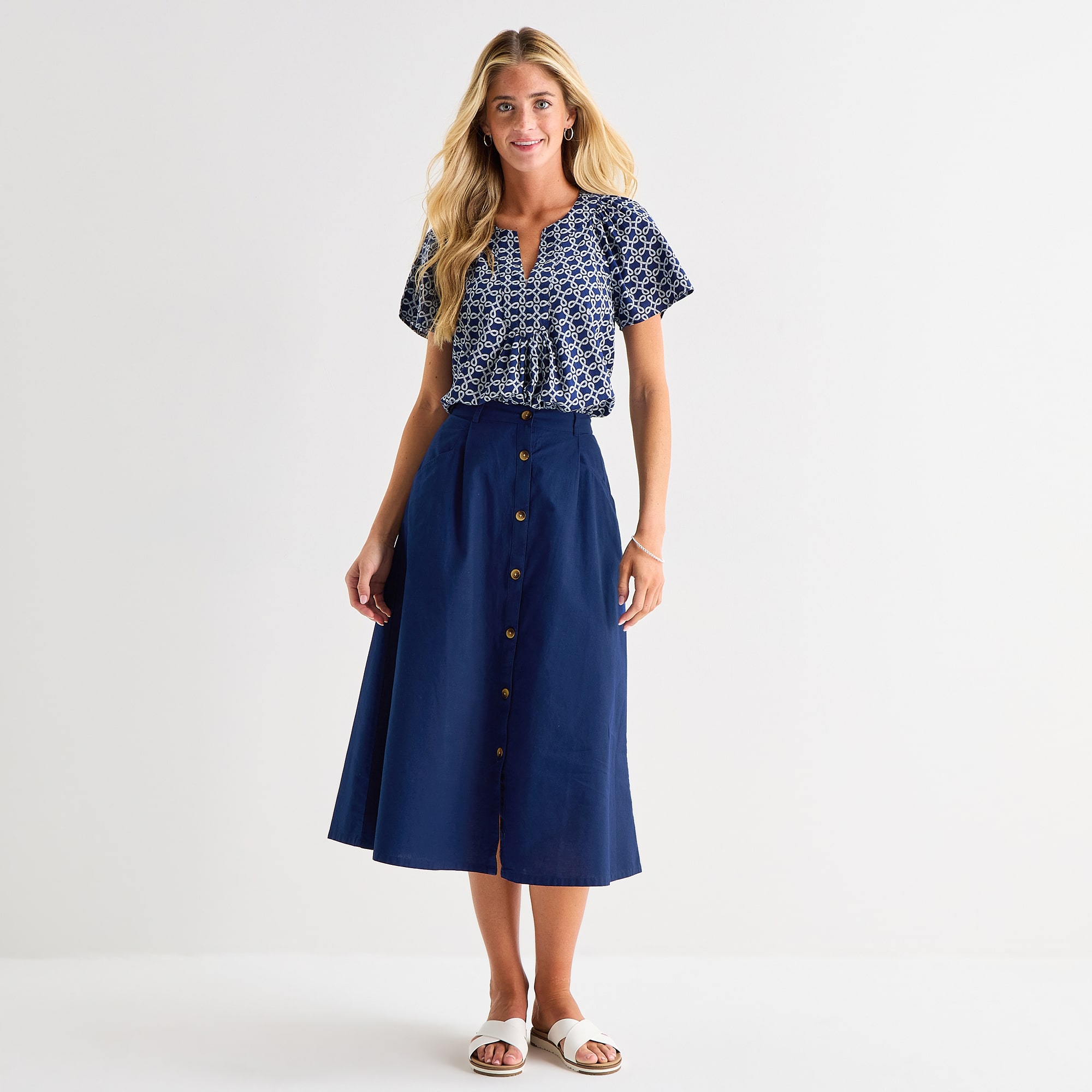 St. John's Bay Womens Tall Mid Rise Midi A-Line Skirt