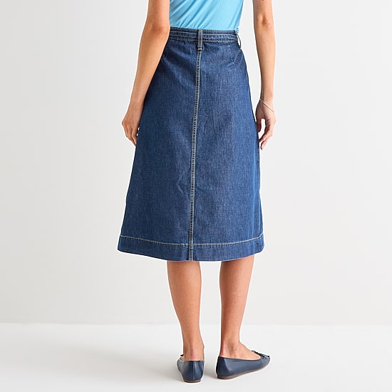 St. John's Bay Womens Tall High Rise Midi Denim Skirt